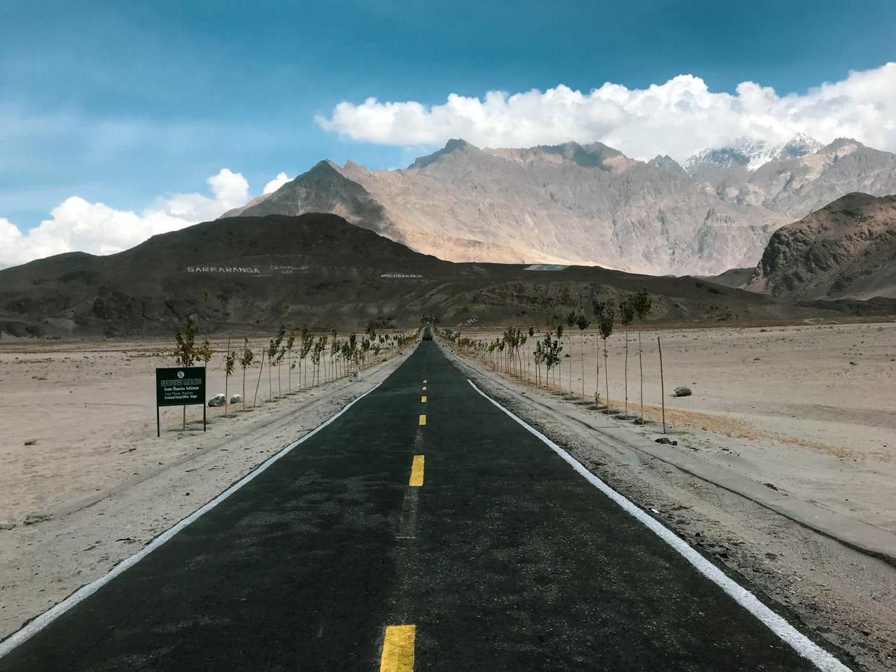 Expanses of sand dunes rifted by magnificent Shigar road