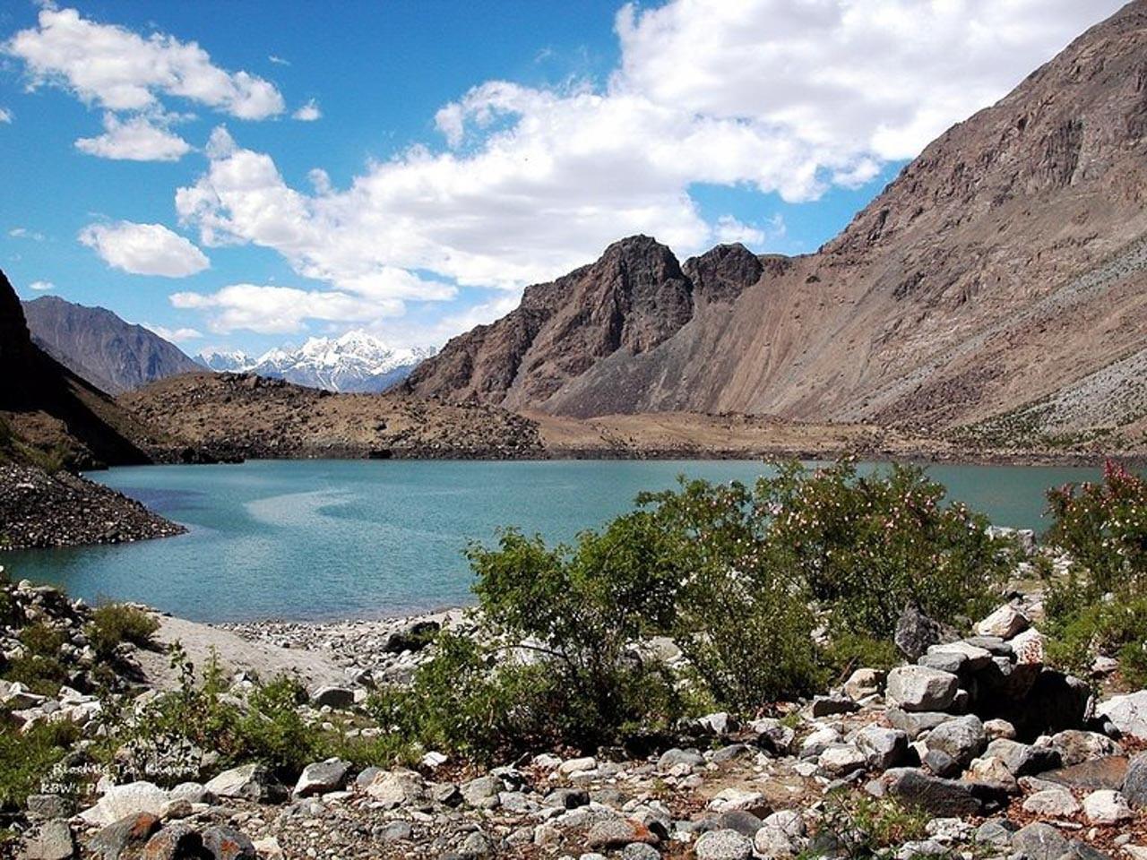 Summer view of Kharfaq Lake in Khaplu