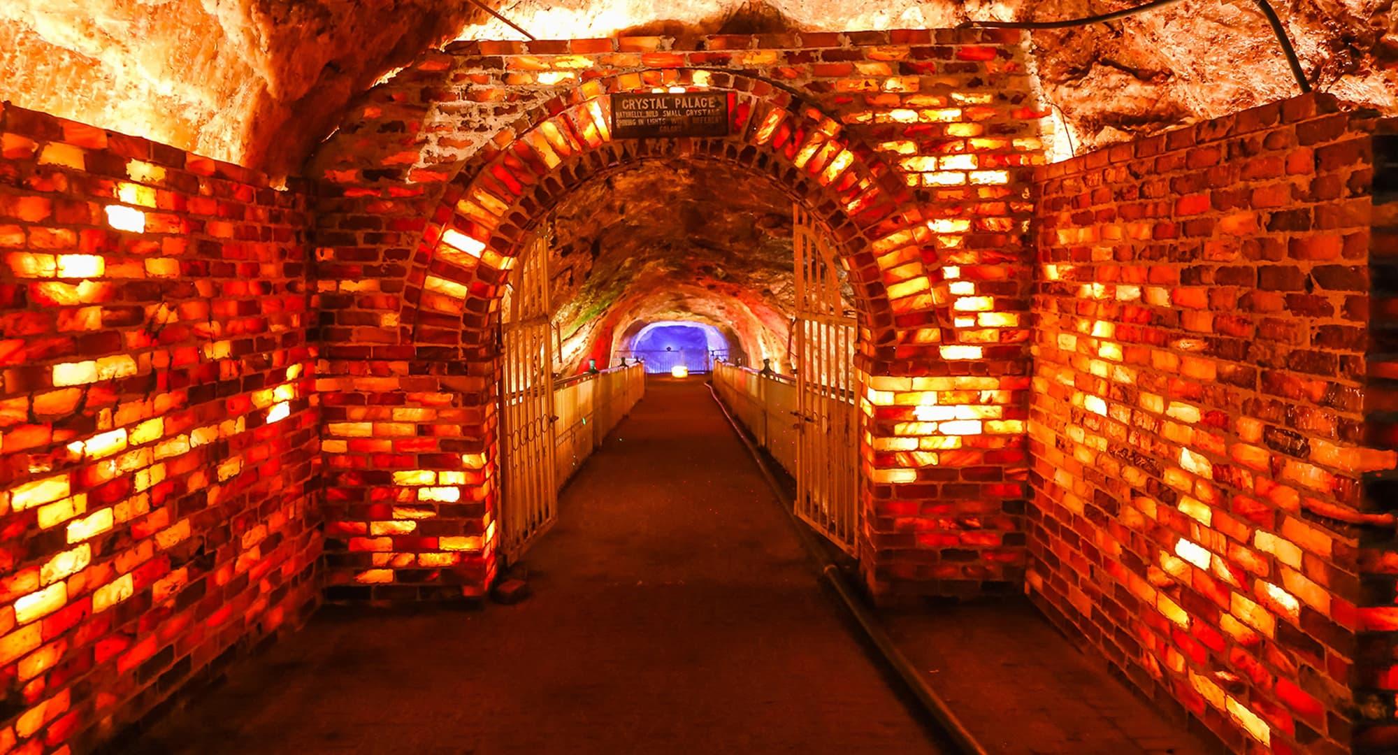 The magnificient Multi-colour Sheesh Mahal that leads to the Salt bridge, Khewra