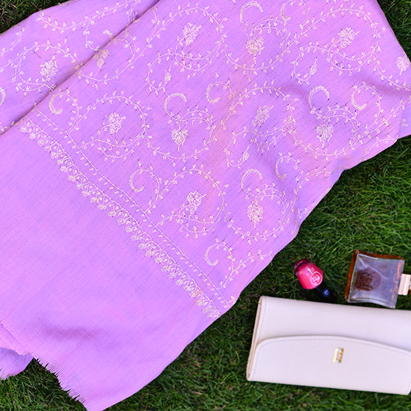 Lilac Pashmina Timeless Motif Mesh