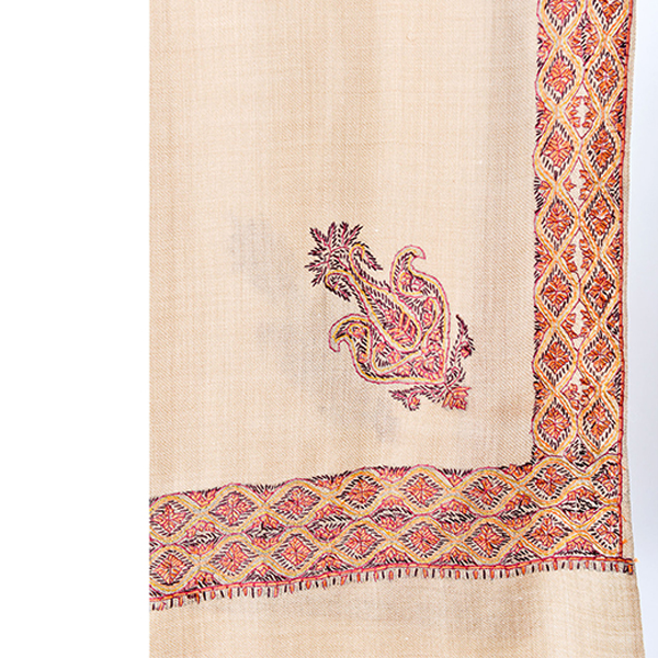Sandy Beige-Pashmina Classic Exuberant Border with Motif Image