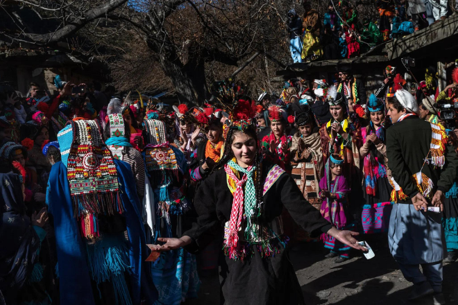 Bumburet Valley, one of the three Kalash valleys in Chitral, showing traditional homes and terraced land