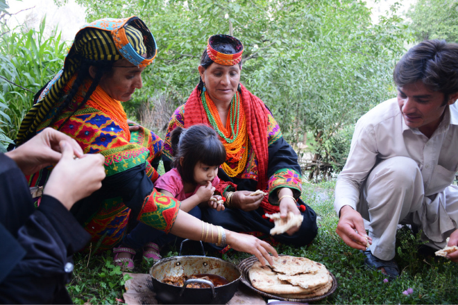 Local fruits and traditional home-prepared food in Kalash Valley, Chitral